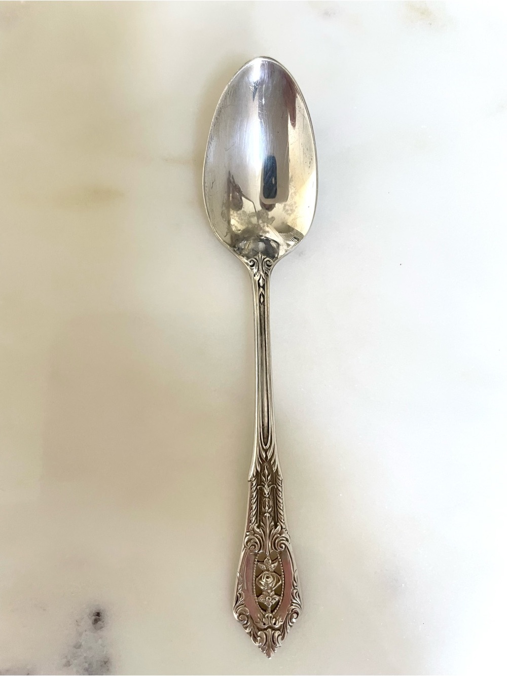 Vintage 1934 ‘Rose Point’ by Wallace Sterling Silver 4” demitasse spoon